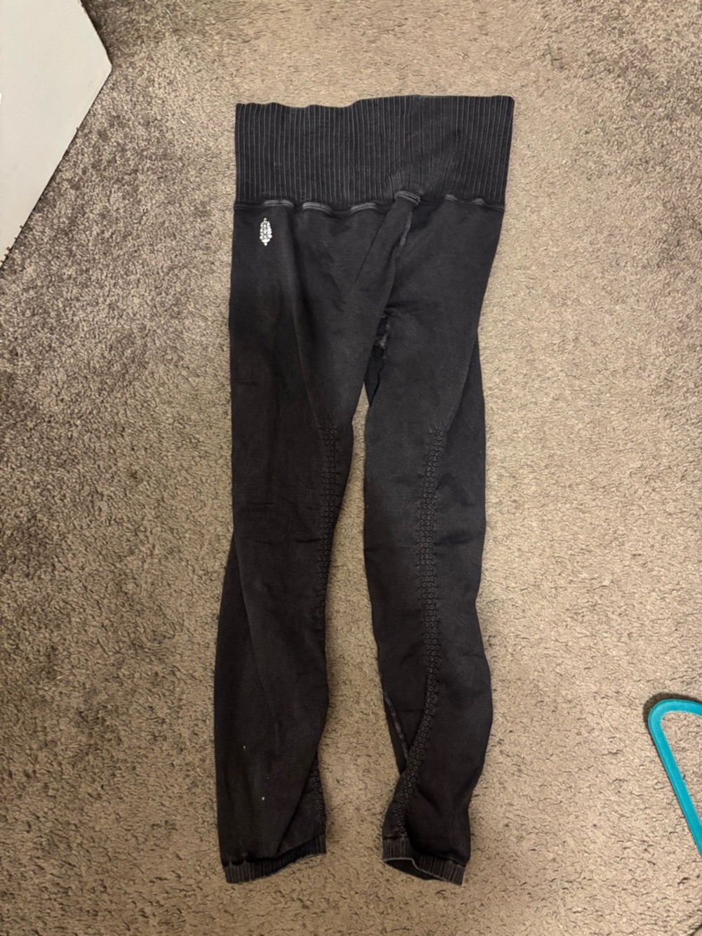 Free People Black Ribbed-Waist Leggings